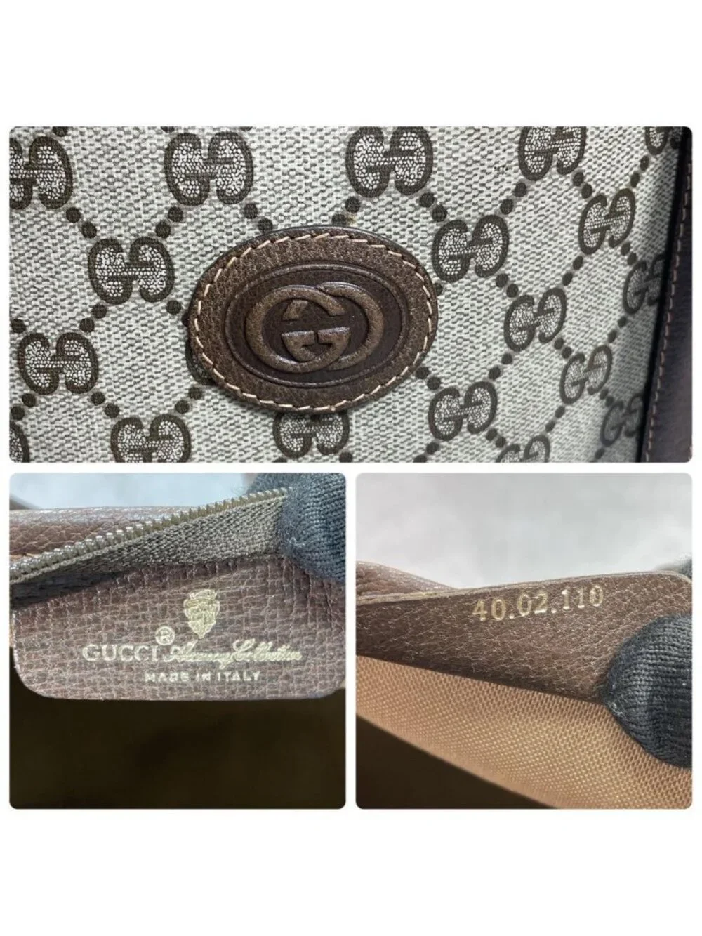 Gucci GG Tote Brown Beige Leather Logo
